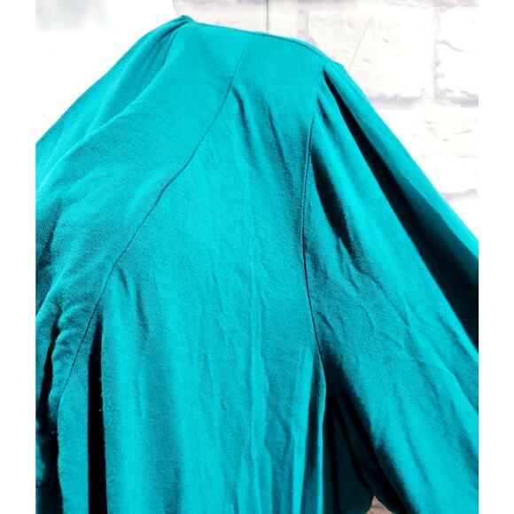 Coldwater Creek Teal Blue Green V Neck Pleated Long Sleeve Top 3X Plus Flowy - Picture 2 of 4